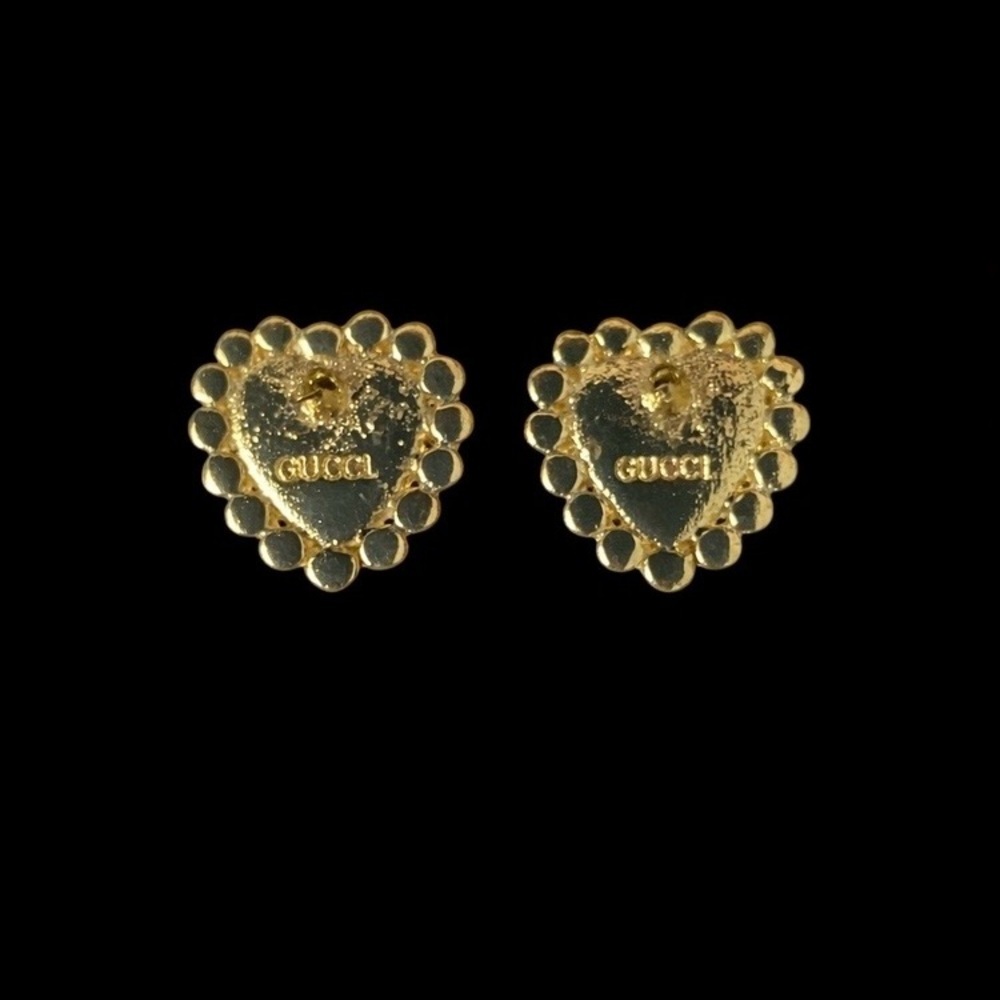 Vintage Gucci GG Heart Pearl Stud Earrings - Picture 4 of 5